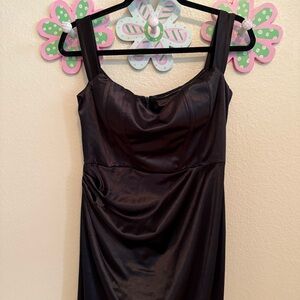 Black Corset Maxi Dress Deep Slit Size XL